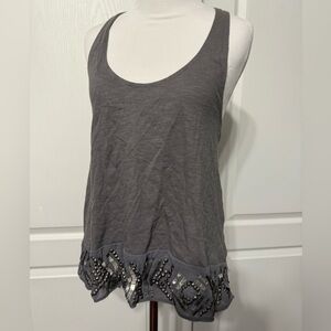 Ecote Charcoal Tank Top with Beaded Hem
